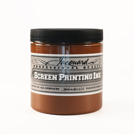A jar of Jacquard Professional Water Based Screen Printing Ink in Opaque Brown.