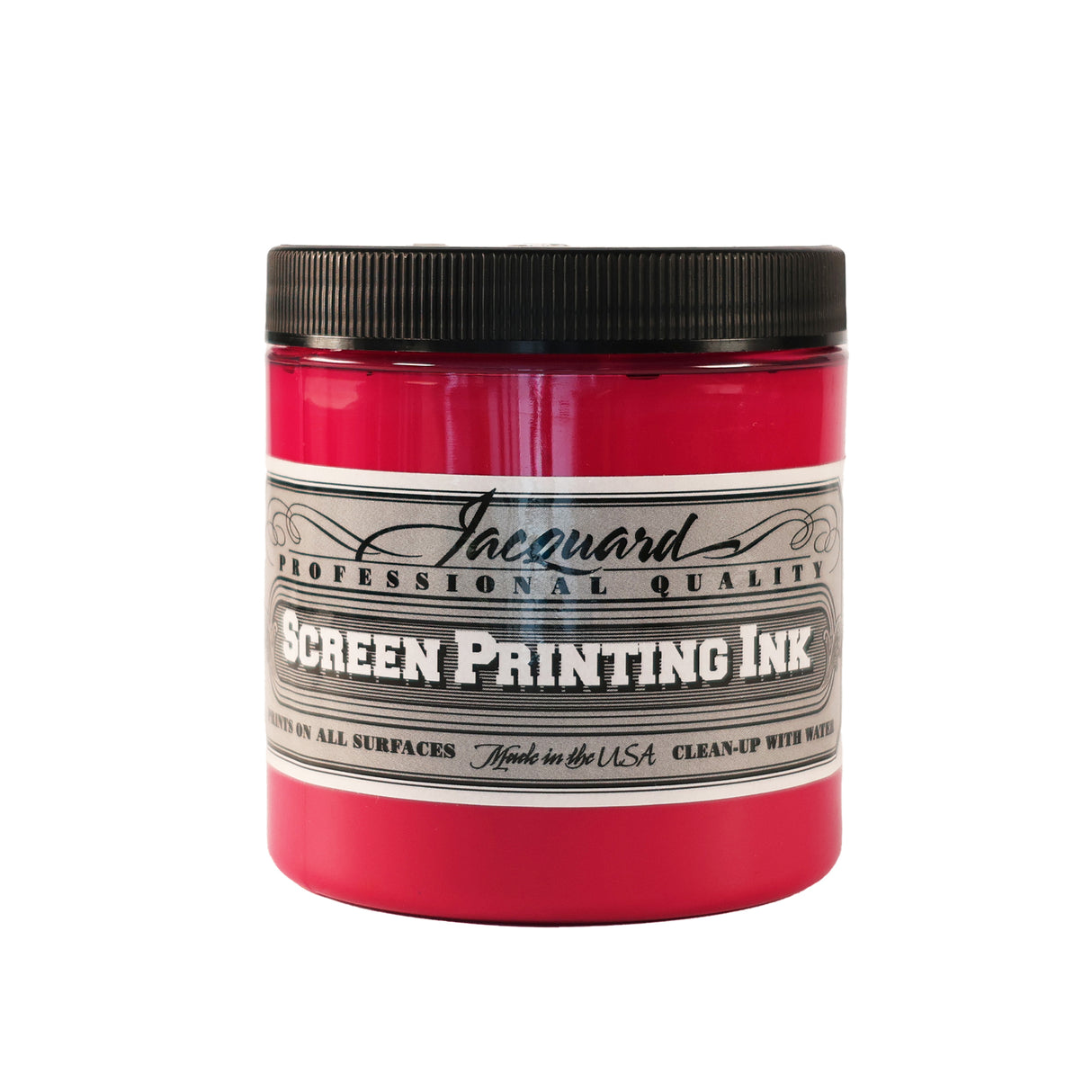 A jar of Jacquard Professional Water Based Screen Printing Ink in Opaque Rubine