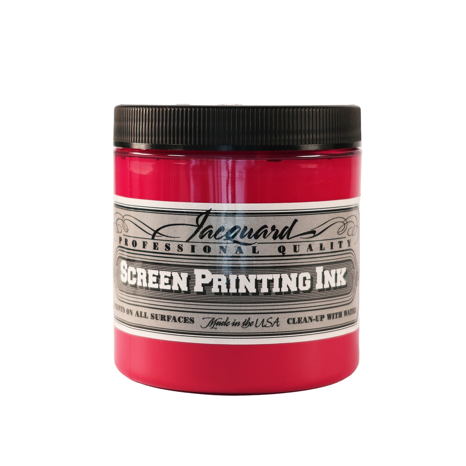 A jar of Jacquard Professional Water Based Screen Printing Ink in Opaque Rubine