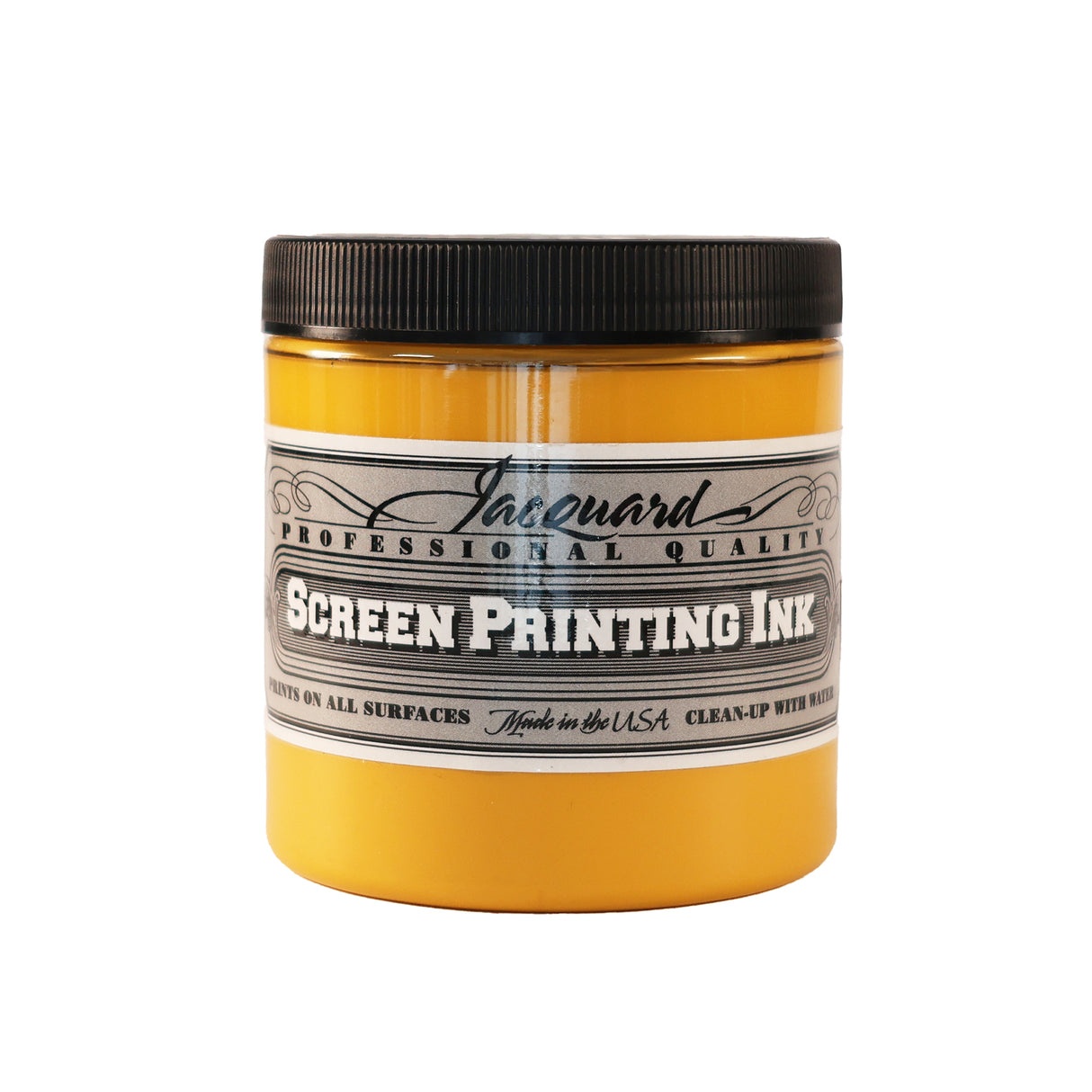 A jar of Jacquard Professional Water Based Screen Printing Ink in Opaque Ochra.