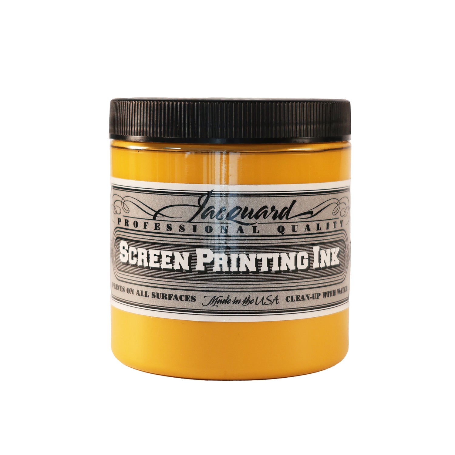 A jar of Jacquard Professional Water Based Screen Printing Ink in Opaque Ochra.