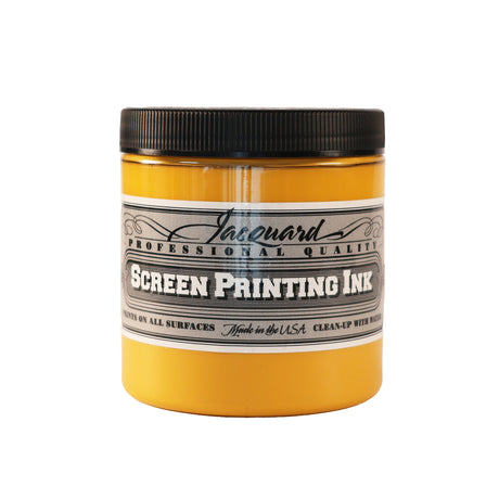 A jar of Jacquard Professional Water Based Screen Printing Ink in Opaque Ochra.