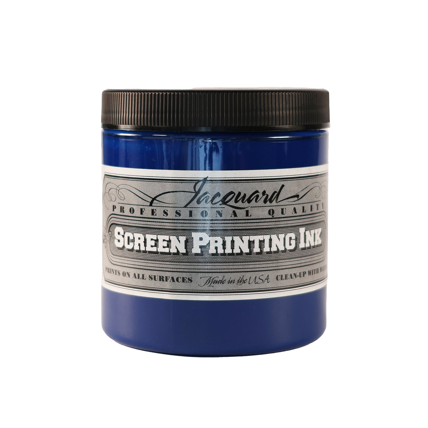 A jar of Jacquard Professional Water Based Screen Printing Ink in Process Cyan.