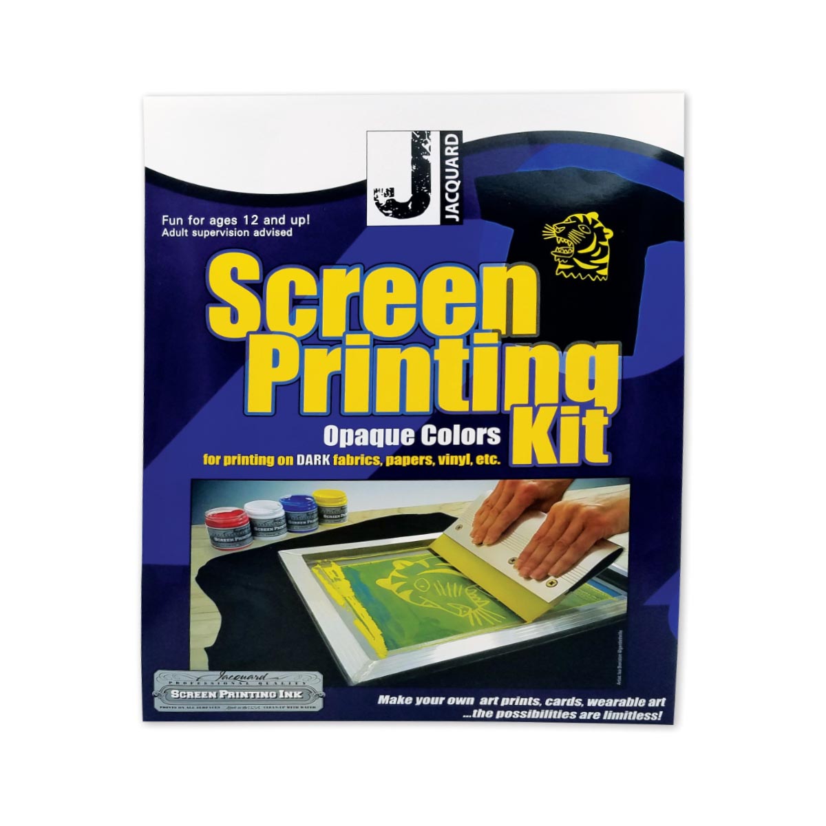 Jacquard Screen Printing Kit packaging with a blue and white design.