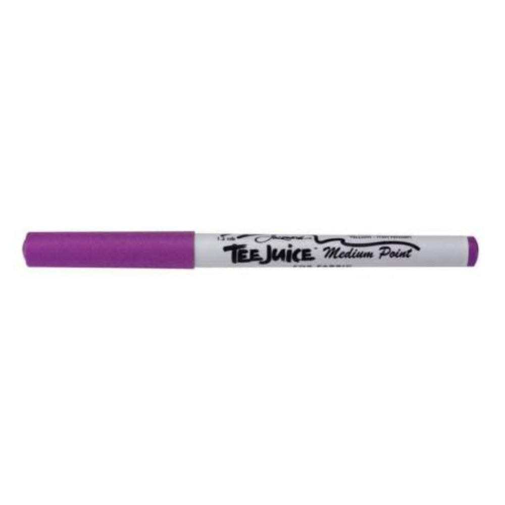 Purple fabric marker with 'Tee Juice' branding on a white background