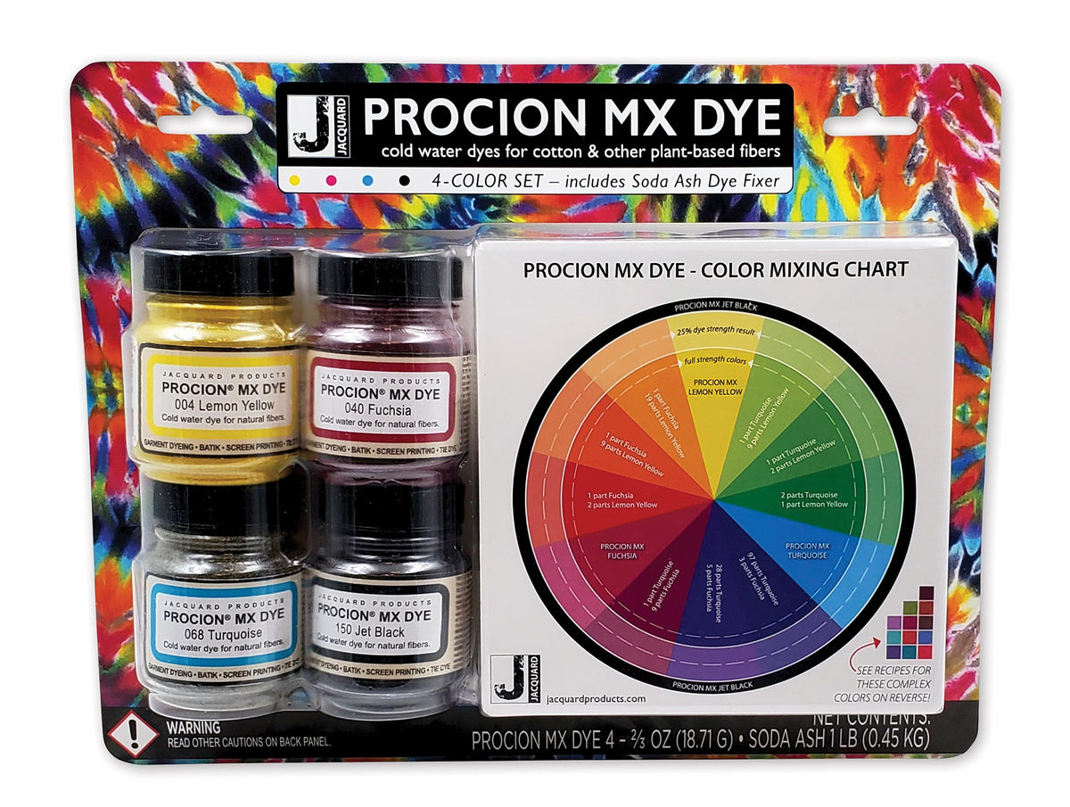 Jacquard Procion MX 4-Color Dye Set (PMX100S) with Soda Ash