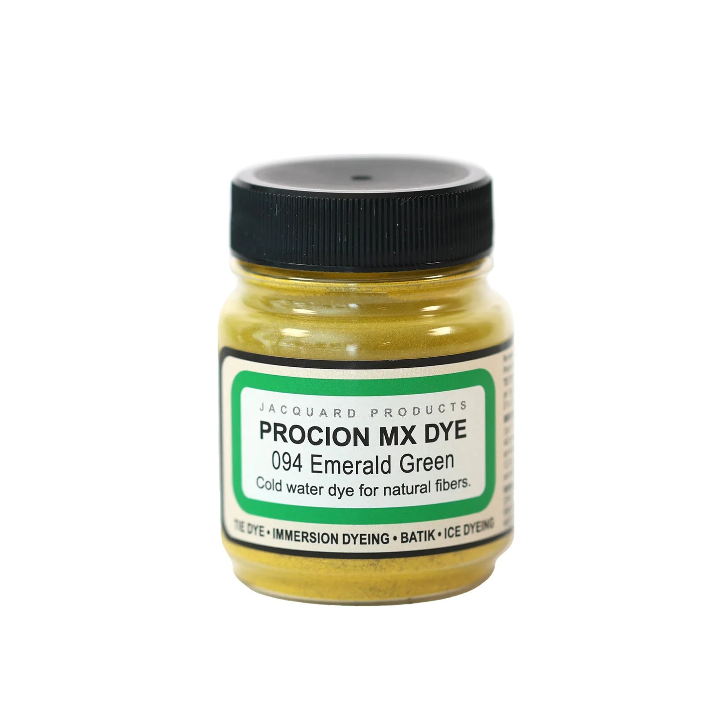 Jacquard Procion MX fabric dye jar in 094 Emerald Green.
