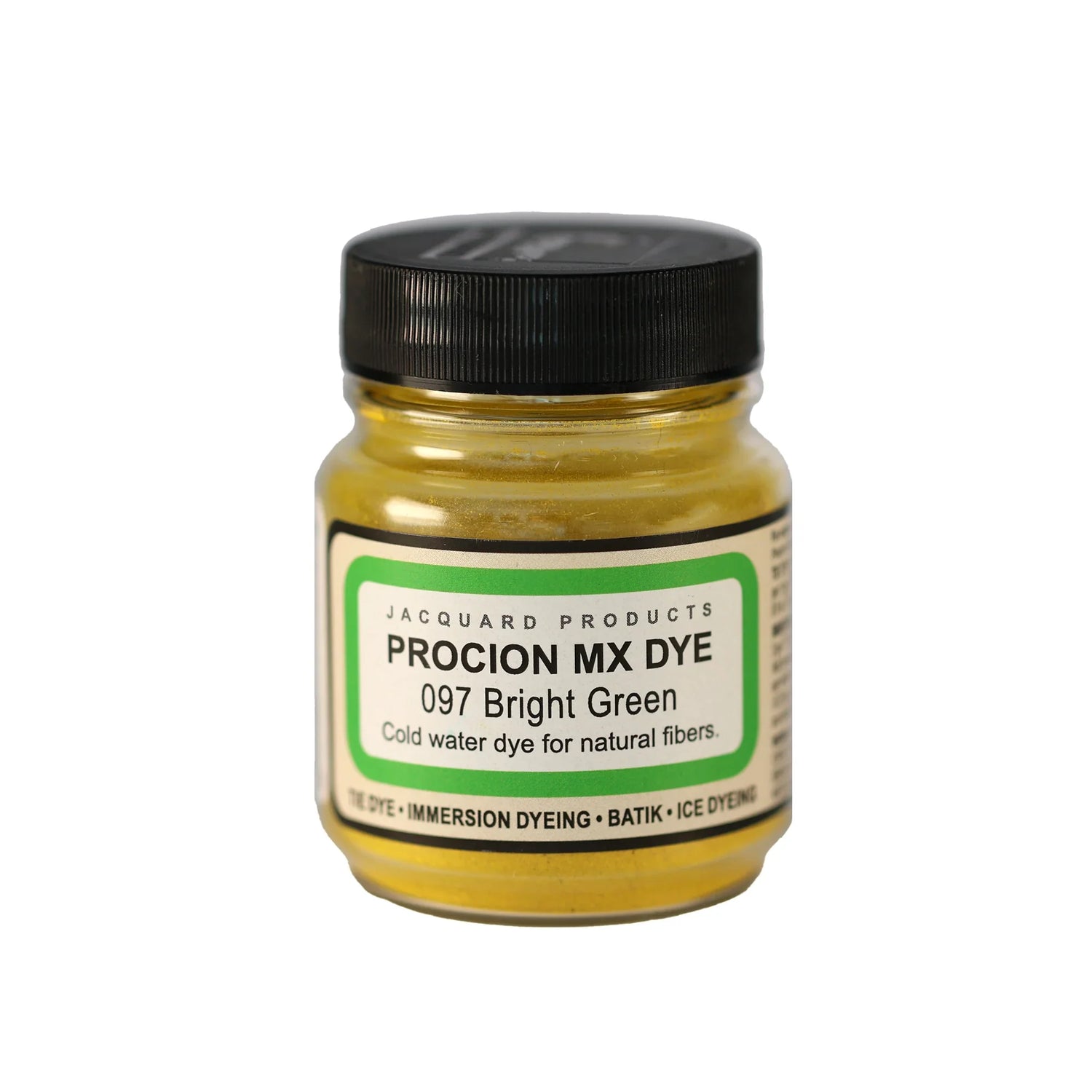 Jacquard Procion MX fabric dye jar in 097 Bright Green.