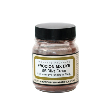 Jacquard Procion MX fabric dye jar in 105 Olive Green.