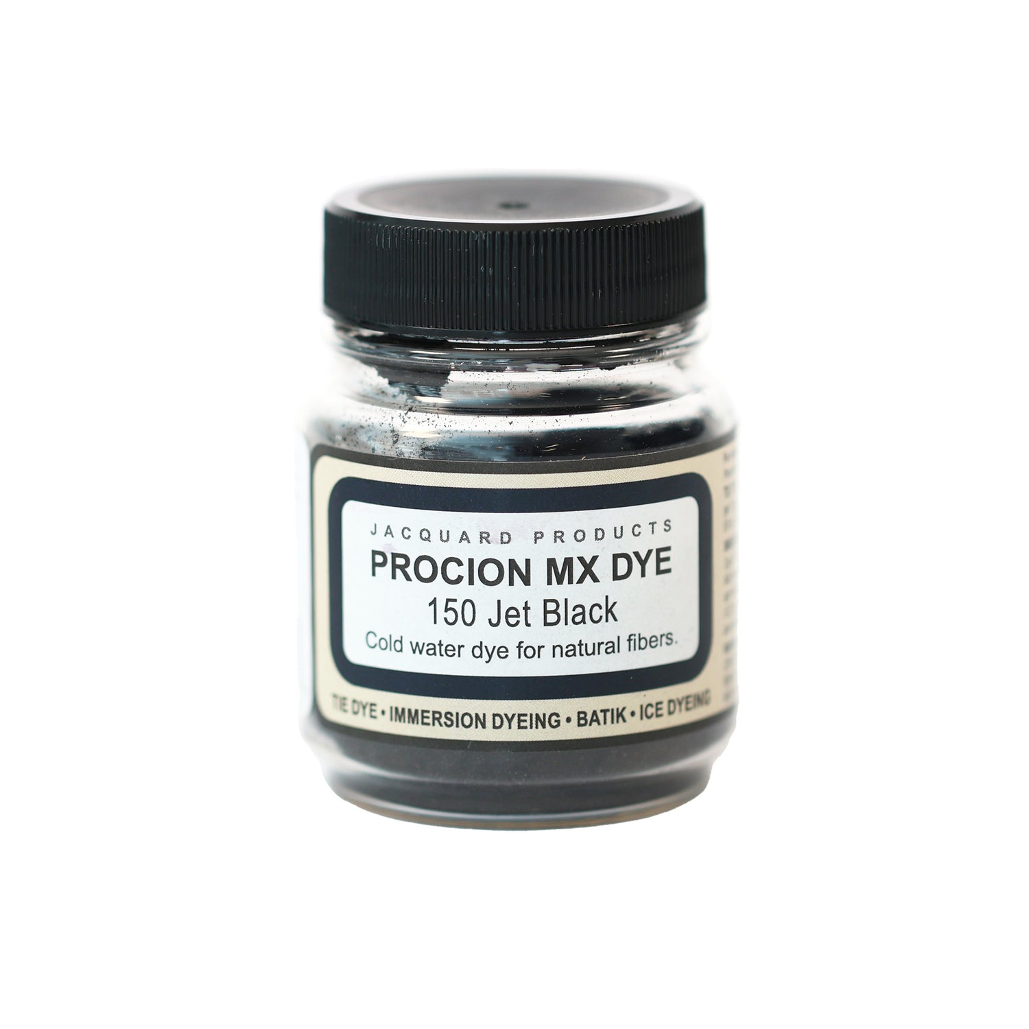 Jacquard Procion MX fabric dye jar in Jet Black.