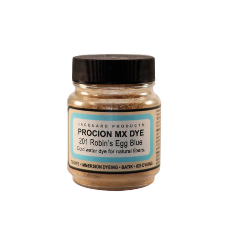 Jacquard Procion MX fabric dye jar in 201 Robin's Egg Blue.