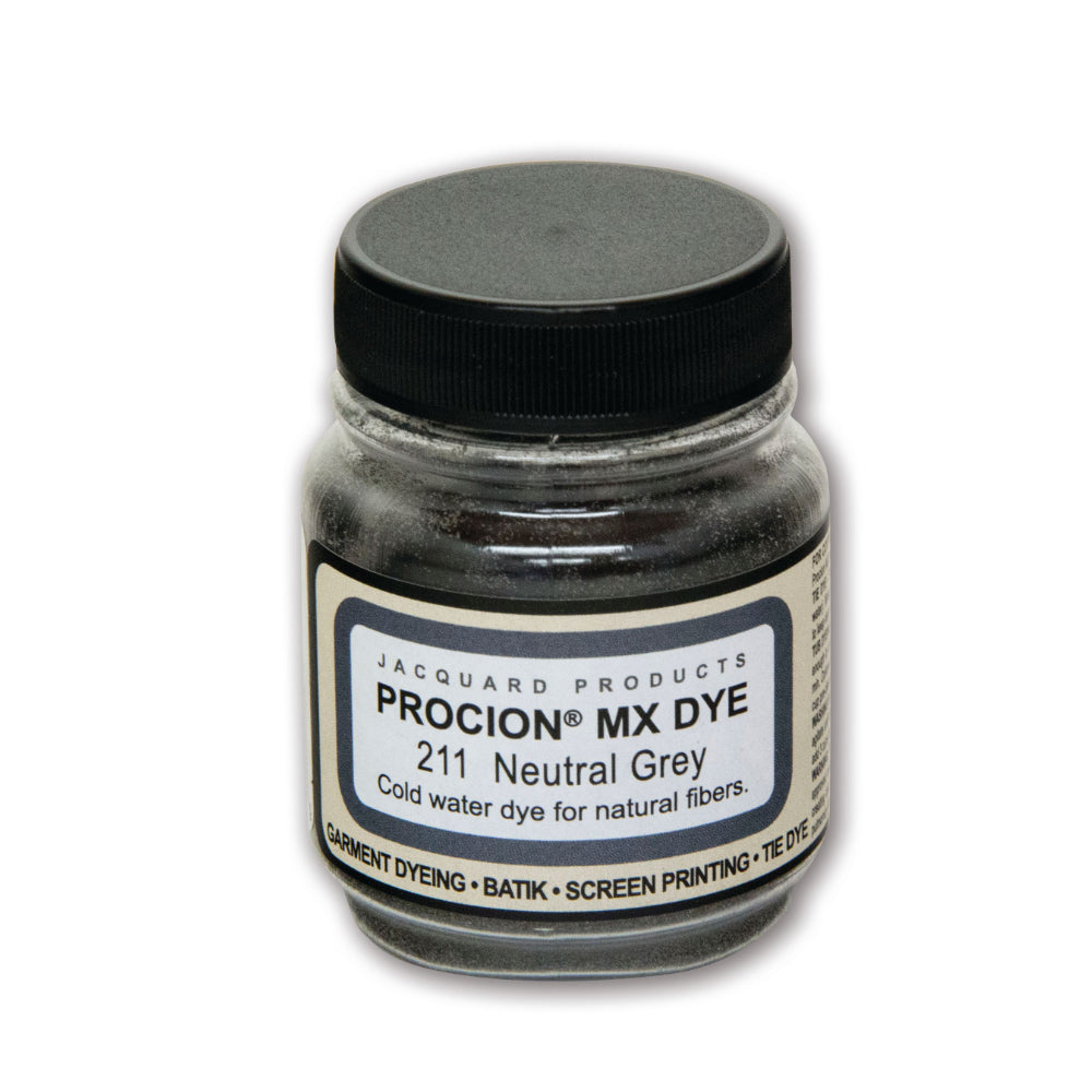 Jacquard Procion MX fabric dye jar in 211 Neutral Grey.