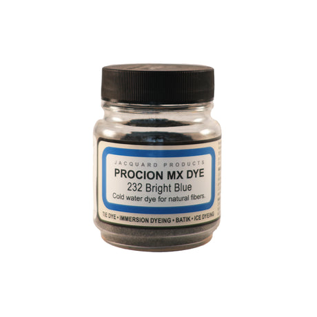 Jacquard Procion MX fabric dye jar in 232 Bright Blue.