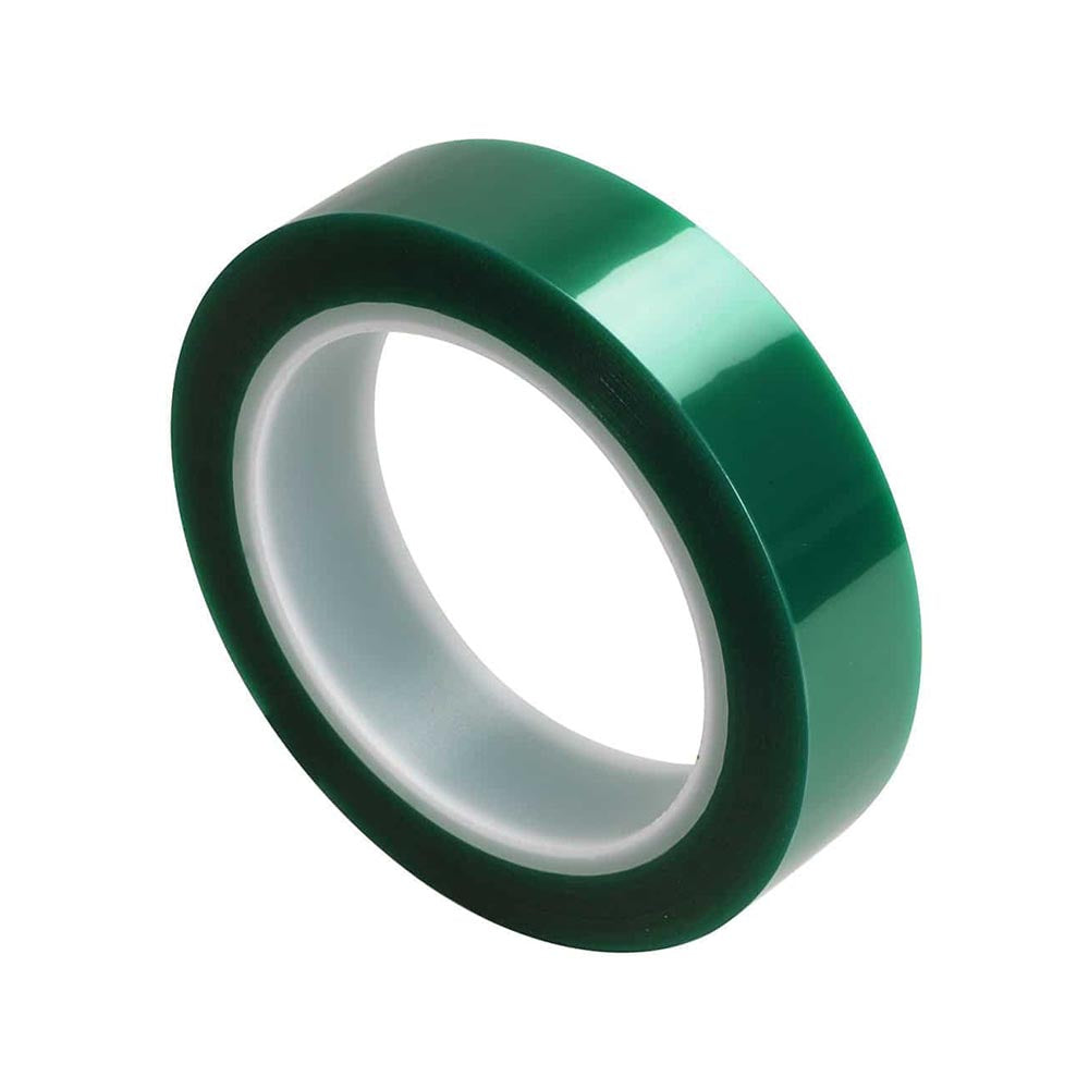 Roll of 25mm green flash resin heat tape on a white background