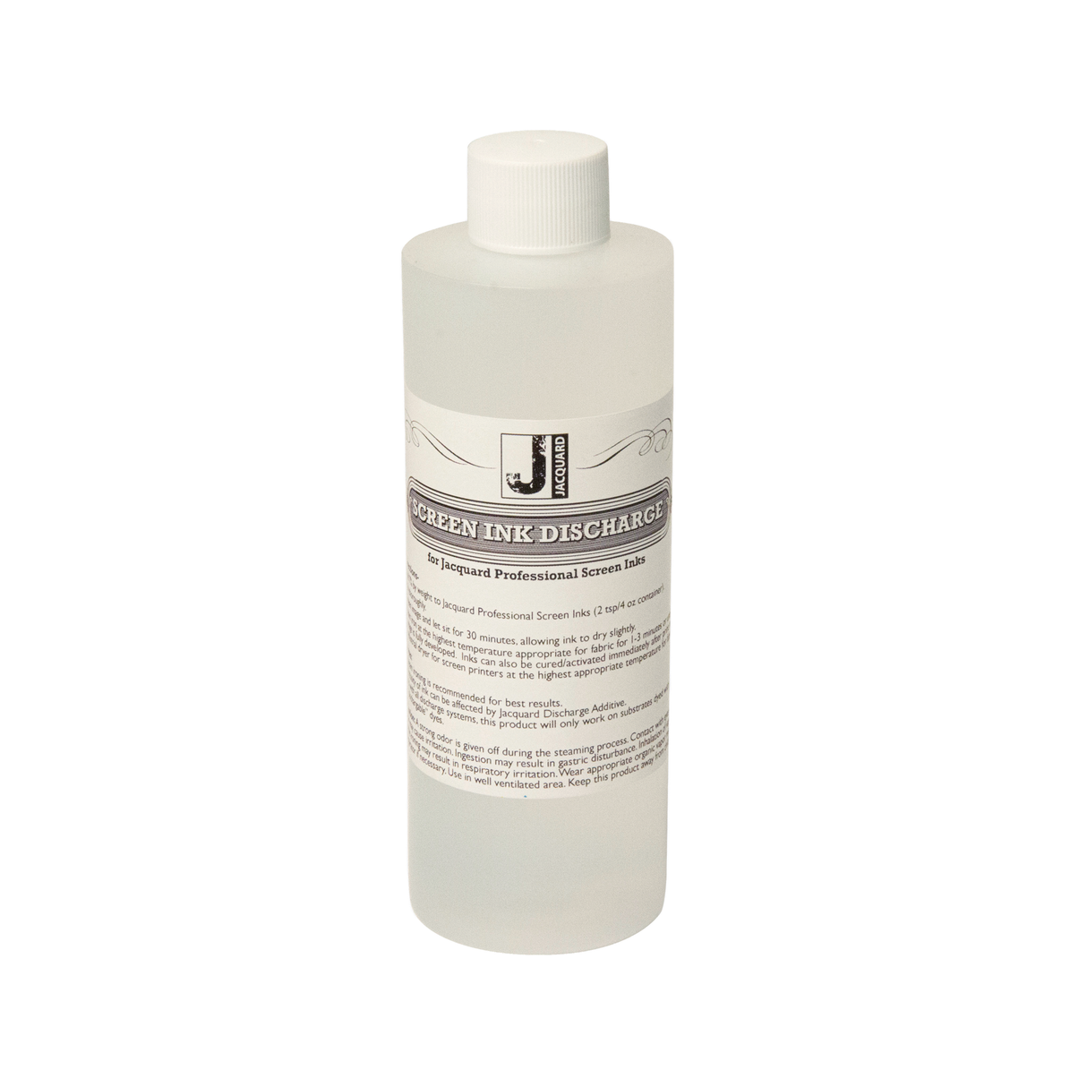 Bottle of screen ink discharge solution on a white background