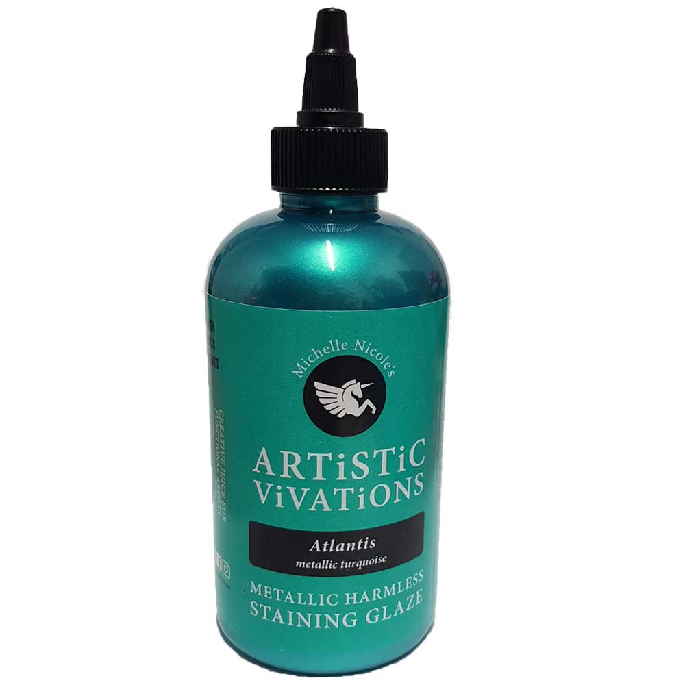 Bottle of Artistic Vivations Staining Glaze metallic turquoise