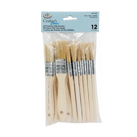 Pack of 12 all-purpose chip brushes with packaging on a white background