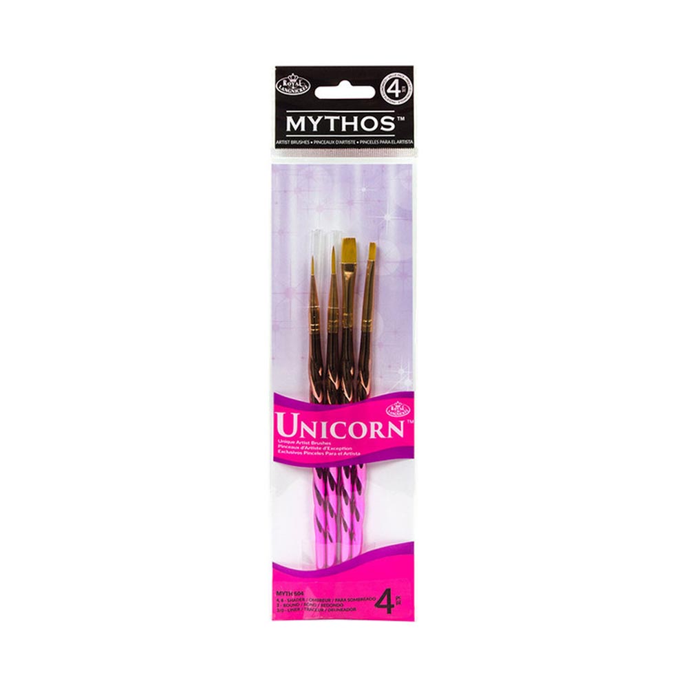 Mythos Unicorn Artist Brushes 4 pack on a white background