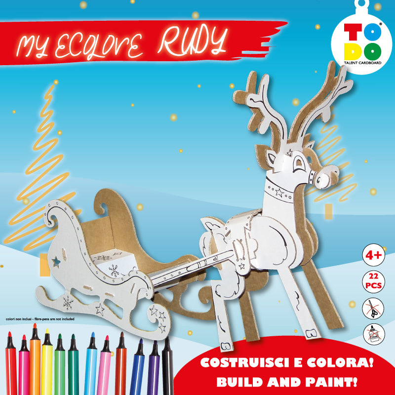 rudolf reindeer cardboard 3d puzzle