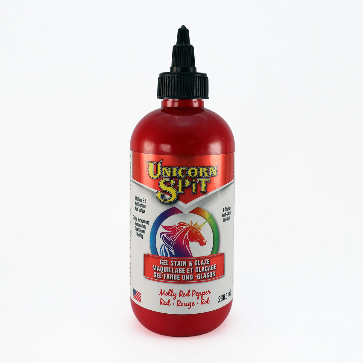 A bottle of Unicorn SPiT High Pigment Art Paint in Red.