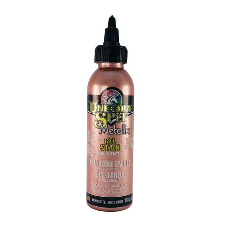 Bottle of Unicorn Spit Metallic Gel Stain in Rose Gold.