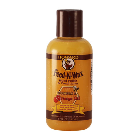 A small bottle of Howard Feed-N-Wax Wood Polish & Conditioner 140 ml