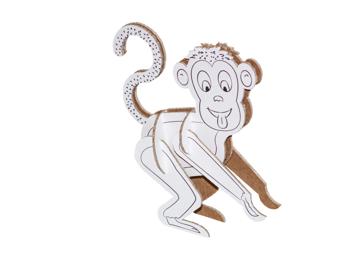 Cartoon monkey cutout on a white background
