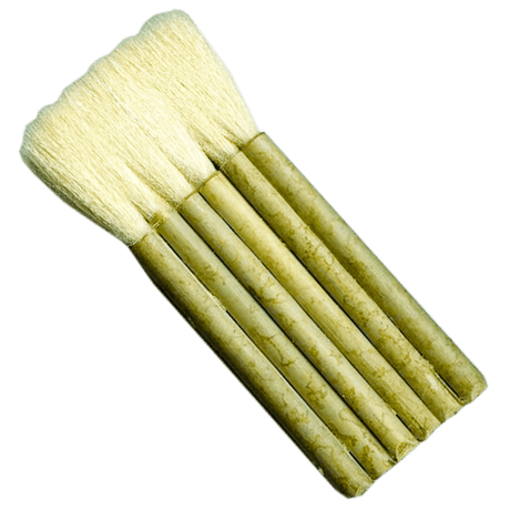 A set of flat oriental style goat hair brushes with long handles.