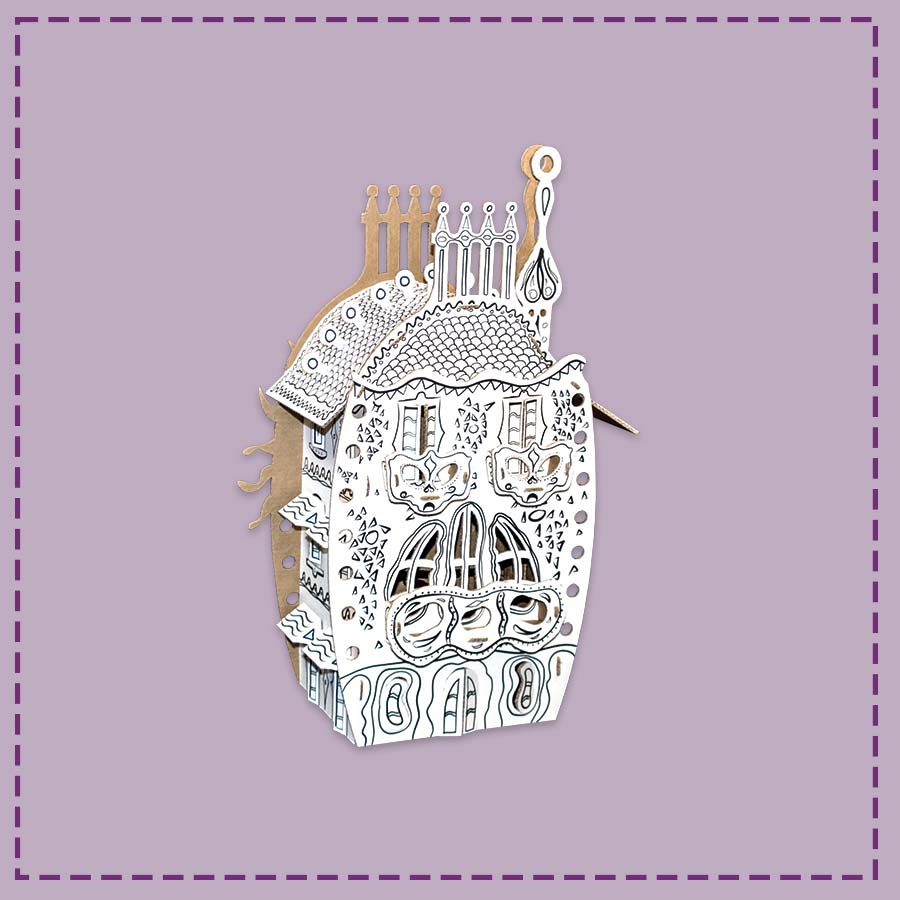 3d cardboard house in the sun ready for colouring in