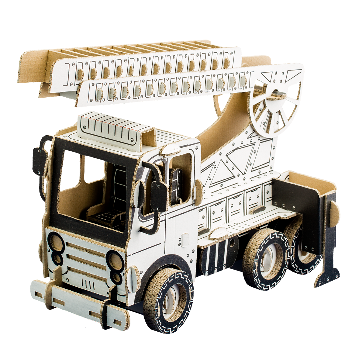 3d model of a cardboard fire truck ready for painting