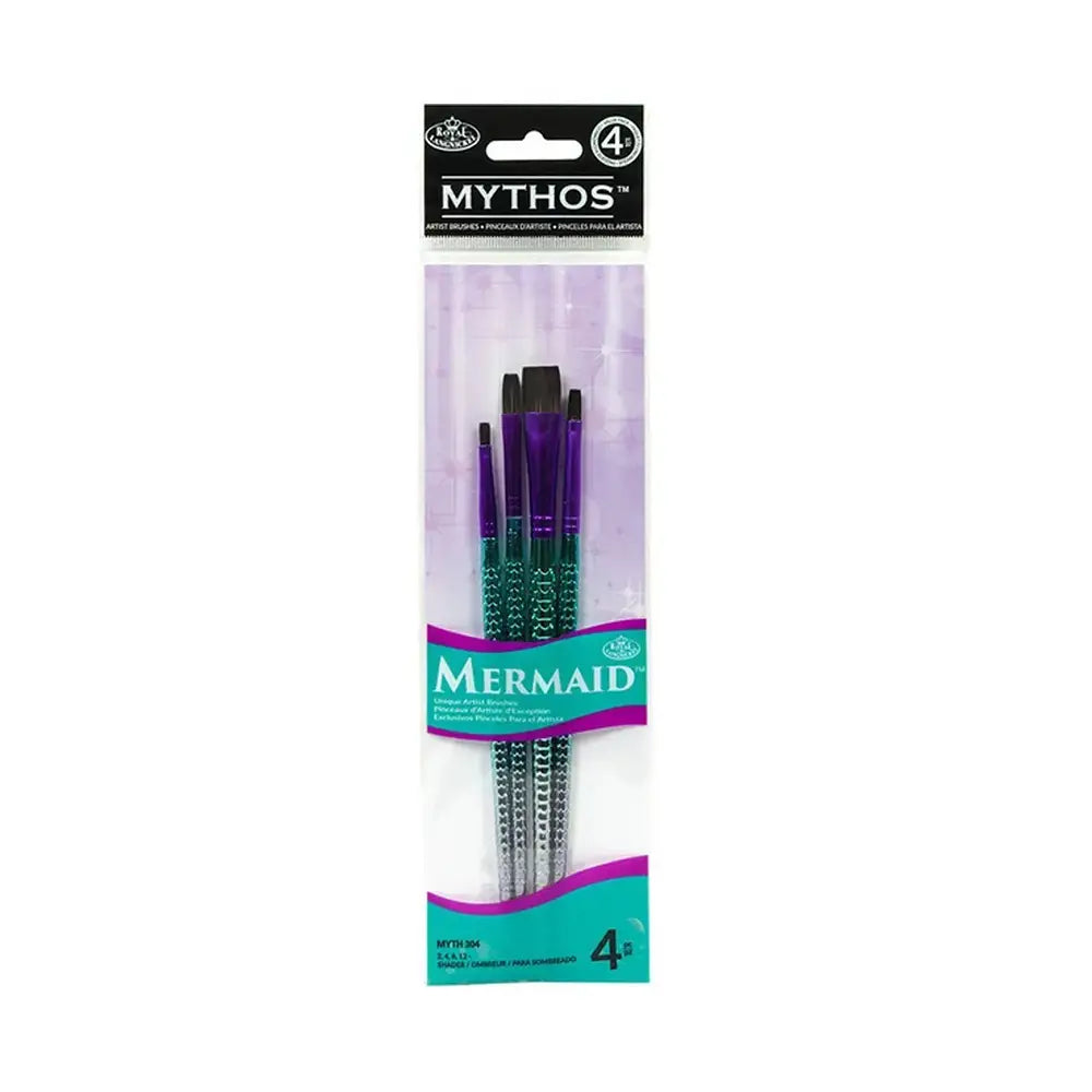 Pack of Mythos Mermaid paintbrushes with packaging on a white background