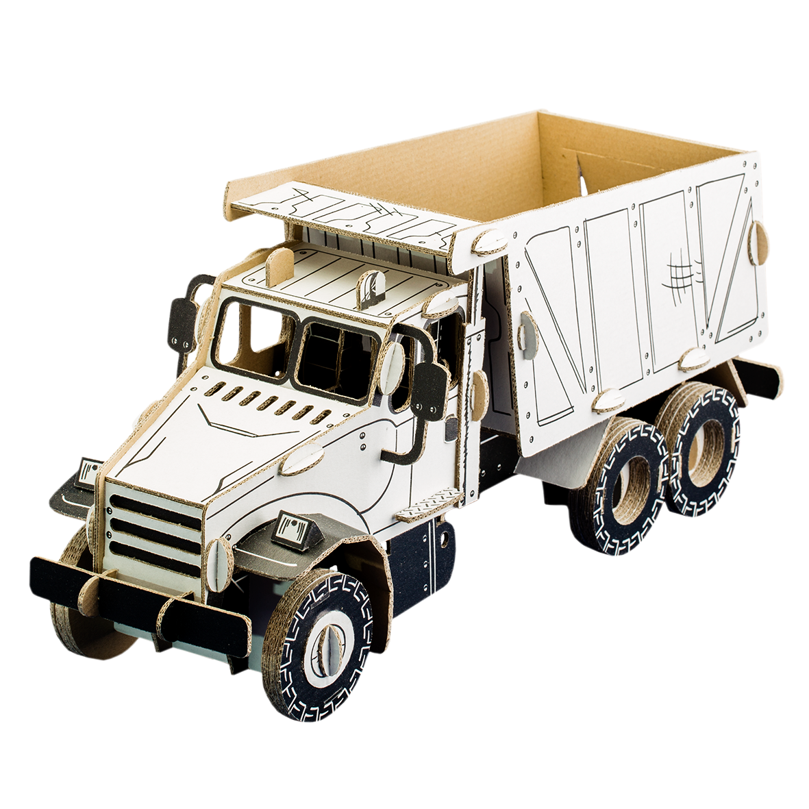 Carboard tipper sand truck ready for painting