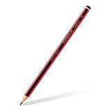 Red Staedtler pencil on a white background
