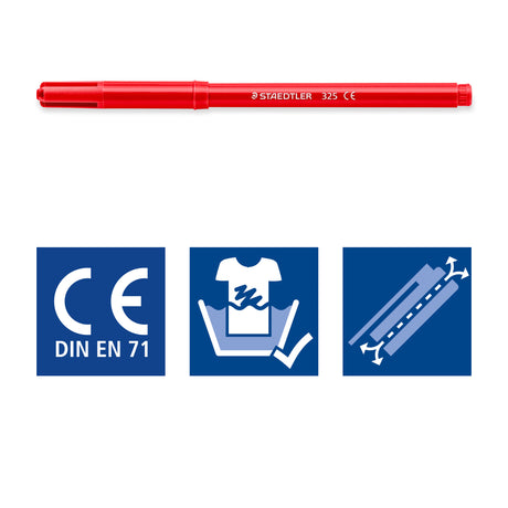 Staedtler 325 C12 Basic Fibre Tip Pens | Pack of 12 Assorted Colours