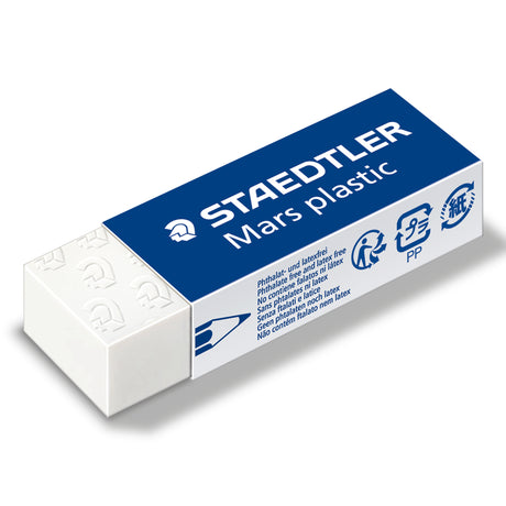 Staedtler Mars plastic eraser on a white background