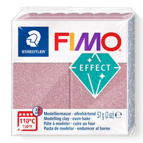 A package of Staedtler FIMO Effect Glitter Rose Gold oven-bake modelling clay, 57g (2 oz).