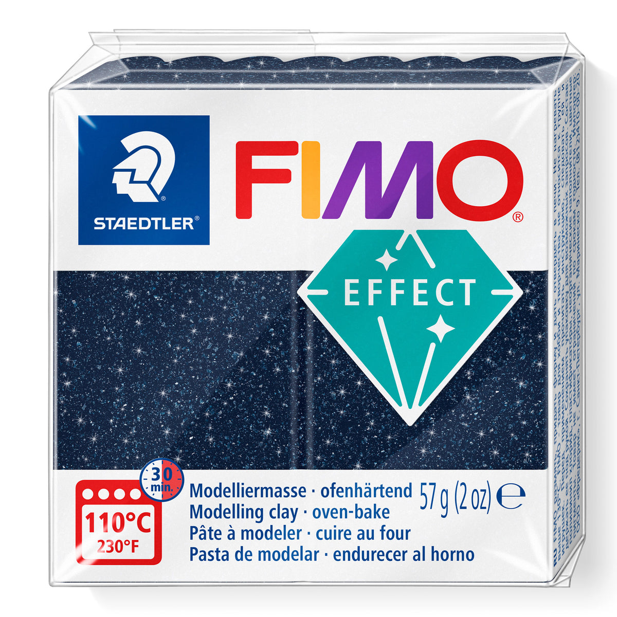 A package of Staedtler FIMO Effect Galaxy Bl;ue oven-bake modelling clay, 57g (2 oz).