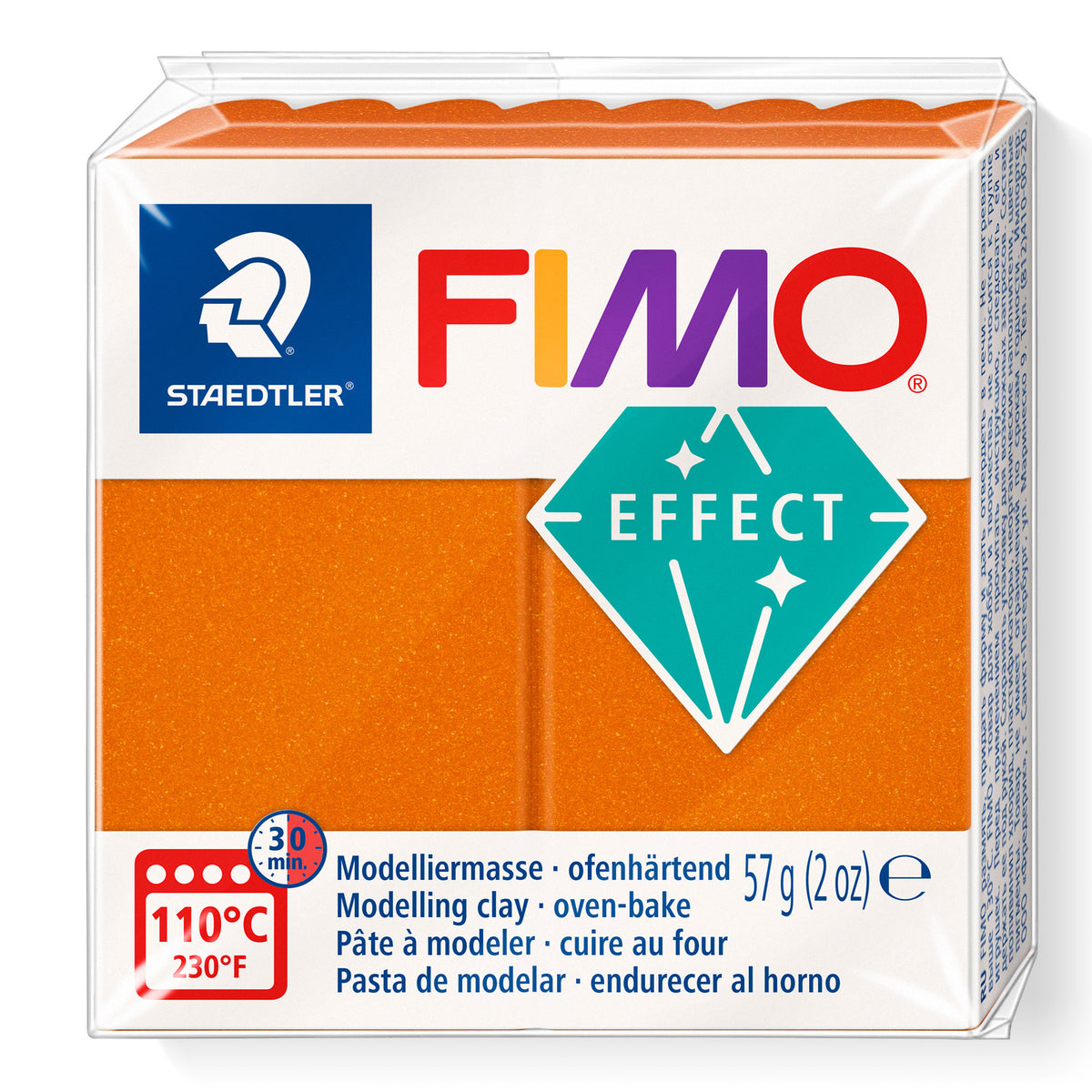 A package of Staedtler FIMO Effect Metallic Orange oven-bake modelling clay, 57g (2 oz).