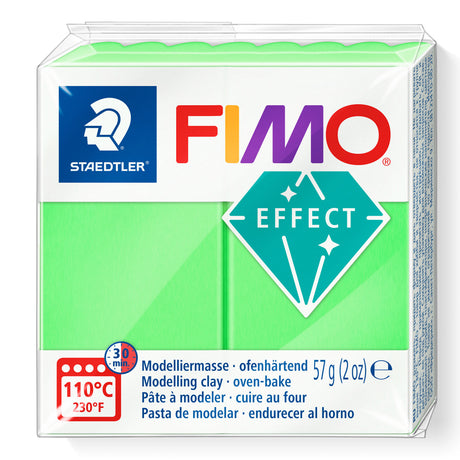 A package of Staedtler FIMO Effect Neon Green oven-bake modelling clay, 57g (2 oz).