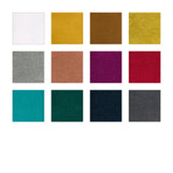 Color swatches of various textured fabric samples on a white background