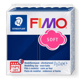 A package of Staedtler FIMO Winsor Blue Soft modelling clay, 57g (2 oz), featuring a white and dark blue box with a pink cloud logo and multicolour FIMO branding.