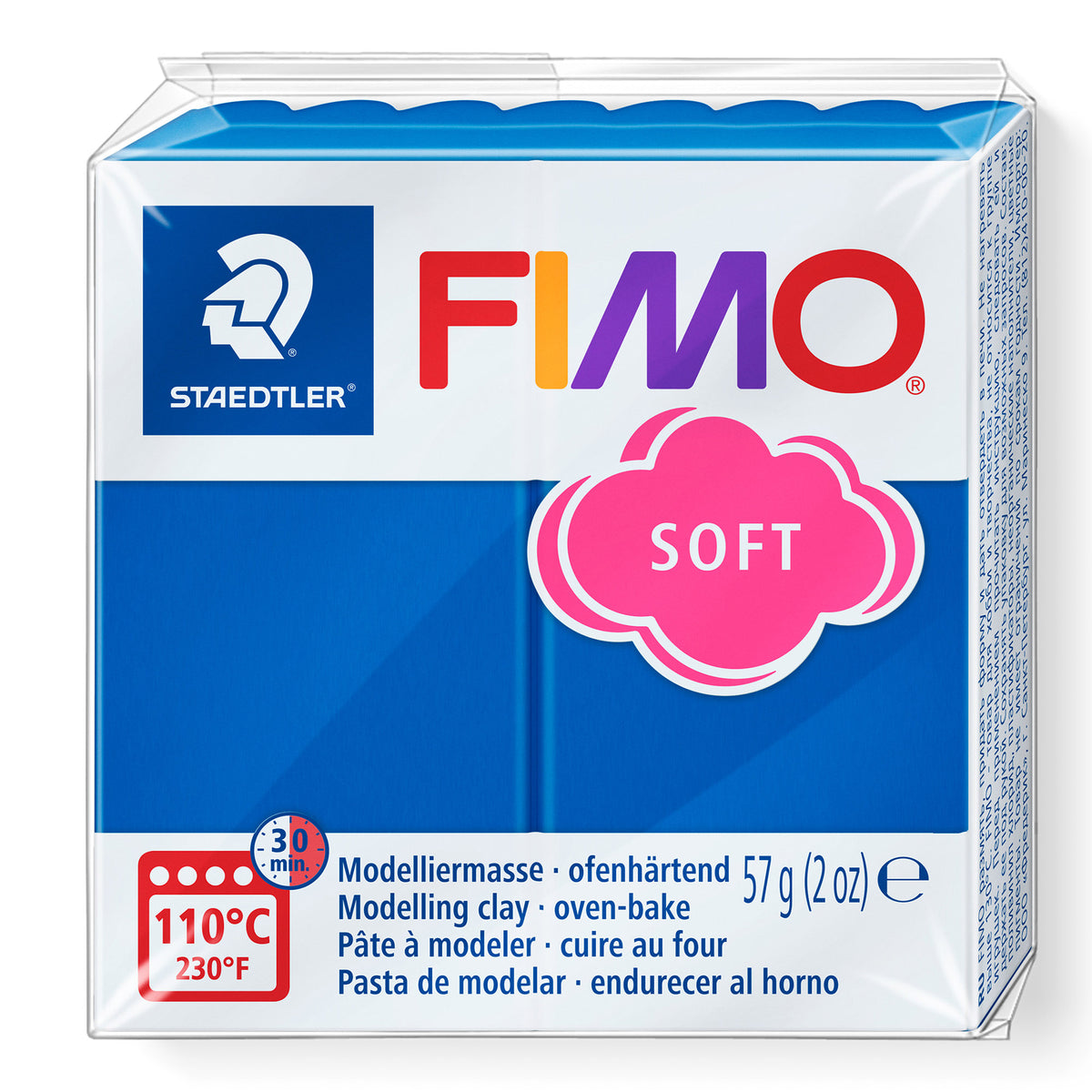 FIMO pacific blue soft modelling clay package on a white background