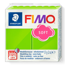 Box of FIMO apple green soft modelling clay 56g on a white background.