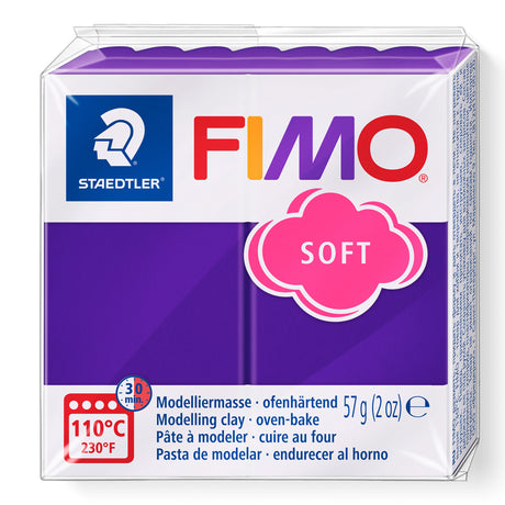 FIMO plum coloured soft modelling clay package 57g on a white background