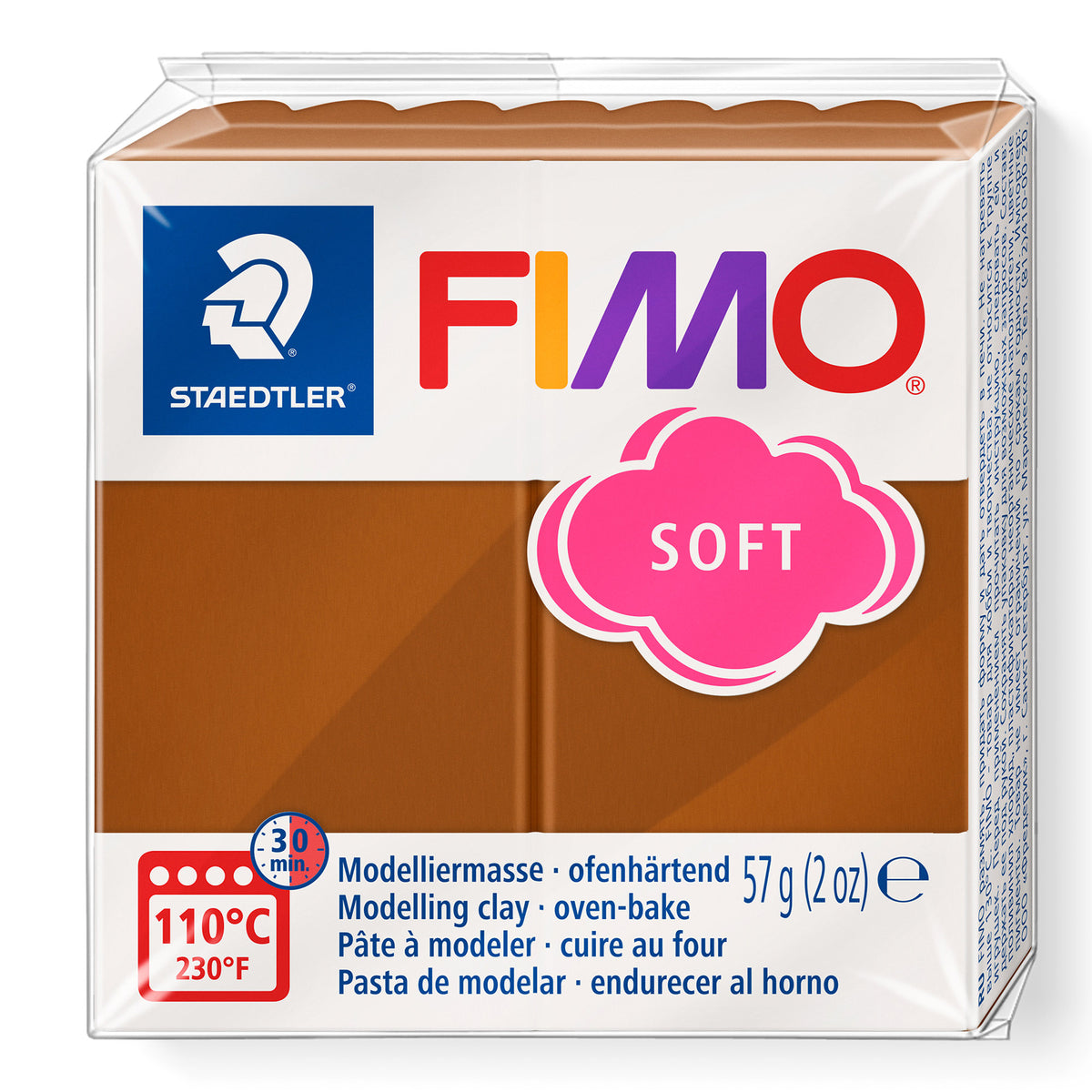 FIMO caramel colour soft modelling clay package on a white background