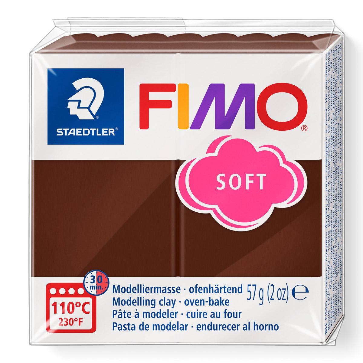 FIMO chocolate coloured soft modelling clay package 57g on a white background