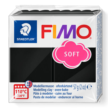 Packet of FIMO black soft modelling clay on a white background