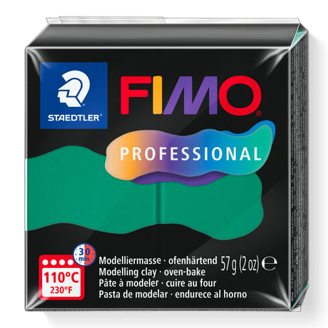 A package of True Green Coloured FIMO Professional oven-bake modelling clay by Staedtler, 57g (2 oz).