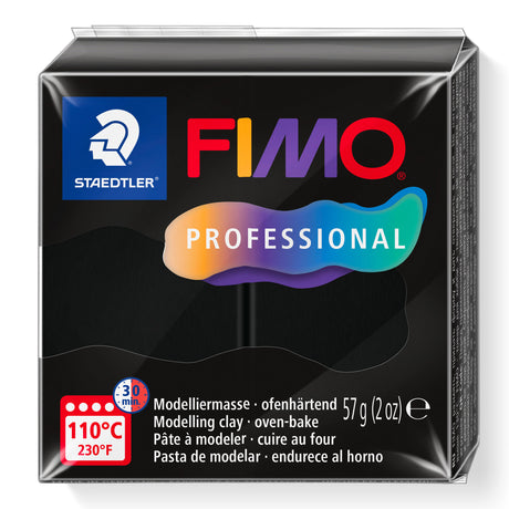 A package of Black Coloured FIMO Professional oven-bake modelling clay by Staedtler, 57g (2 oz).