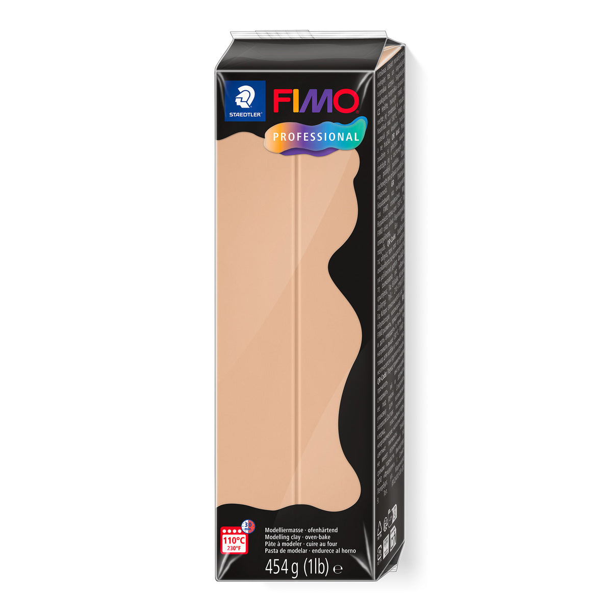 A 1 lb pack of FIMO Professional clay in a light beige shade, shown in its original retail packaging against a white background.